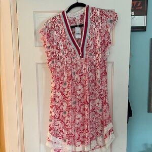 Poupette St. Barth Red and White Floral Dress